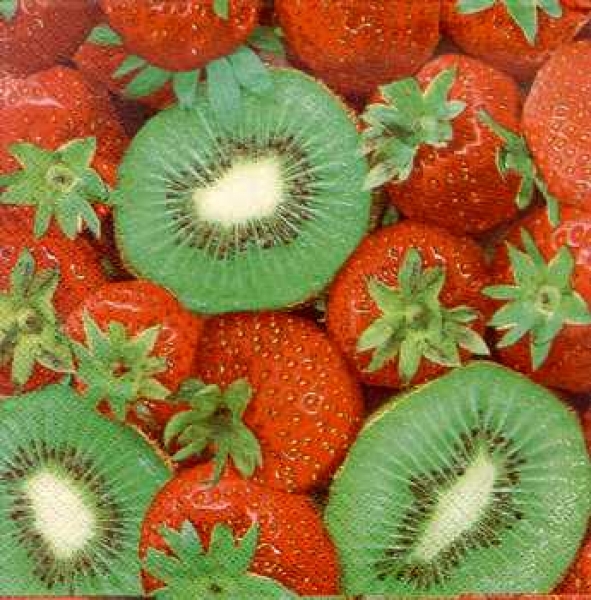 Serviette Erdbeeren, Kiwi, Rarität